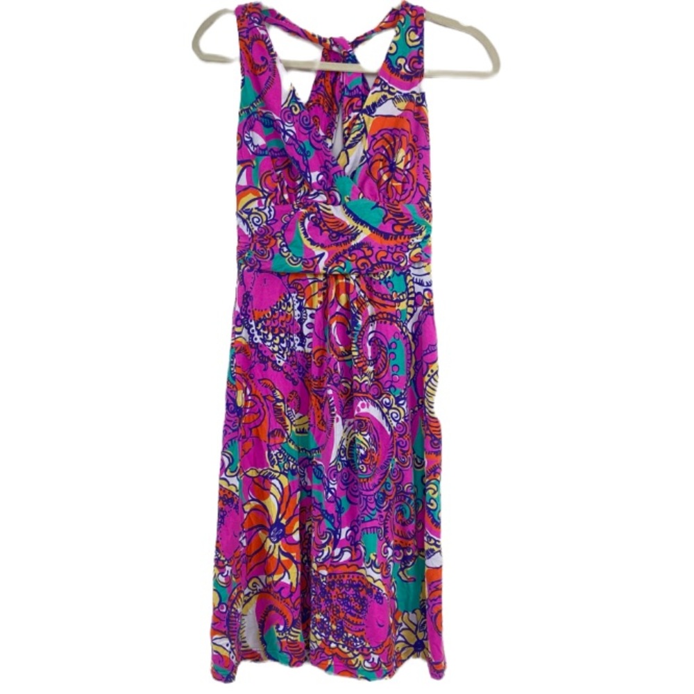 Lilly Pulitzer fuchsia cross back paisley dress size small